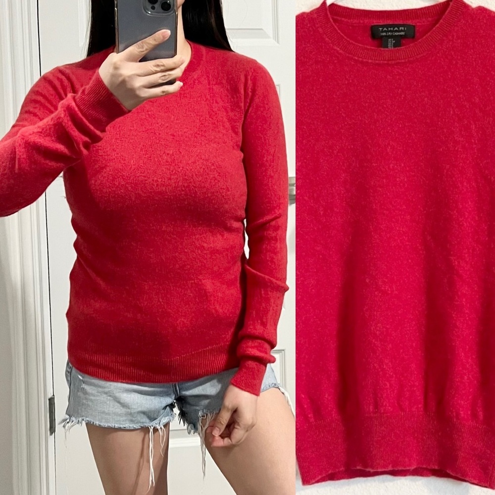 EUC Tahari 2-ply Cashmere Crew neck sweater
